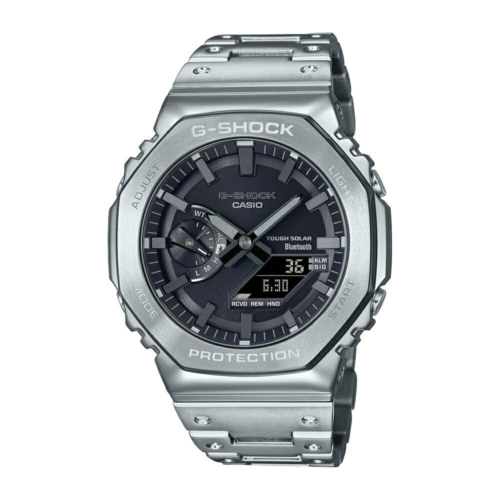 送禮首選★CASIO卡西歐 G-SHOCK 藍芽 太陽能電力 簡約銀 全金屬 八角形錶殼 GM-B2100D-1A 44.4mm 附提袋【全館滿額折價★APP下單跨店最高22%點數回饋】
