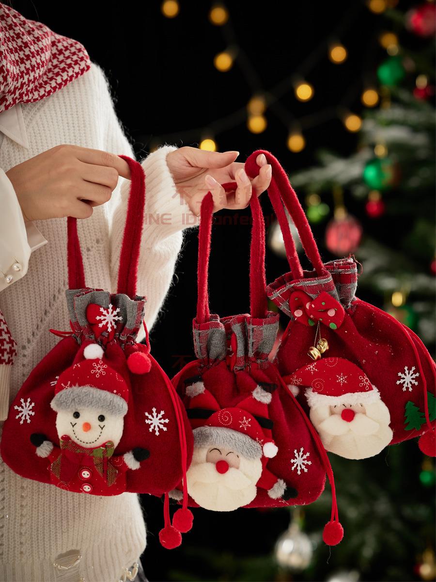 聖誕節禮物袋 平安夜蘋果包裝袋 束口禮品袋糖果袋子裝飾品【不二雜貨】