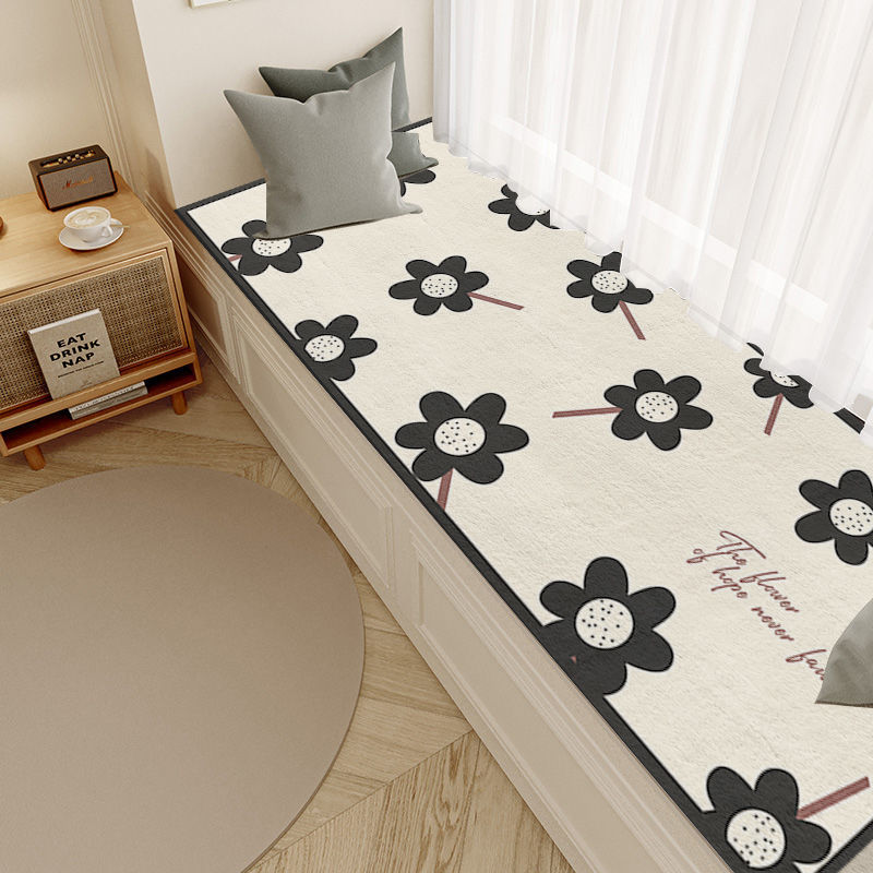 陽台坐墊 飄窗墊 窗台墊 簡約仿羊絨飄窗墊飄窗台陽台墊子窗台榻榻米沙發吸水免洗防滑坐墊『ZW5494』