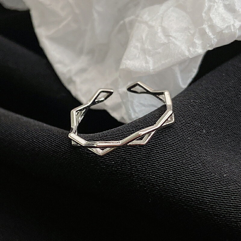 純銀閨蜜戒指女ins潮酷百變三人款網紅關節戒冷淡一套搞怪銀素圈 3