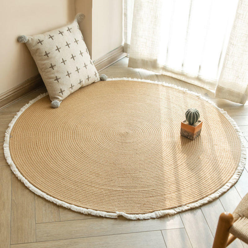 地毯 房間地毯 客廳地毯 床邊地毯 臥室地毯 圓形日式客廳臥室沙發 手工編織流蘇地毯