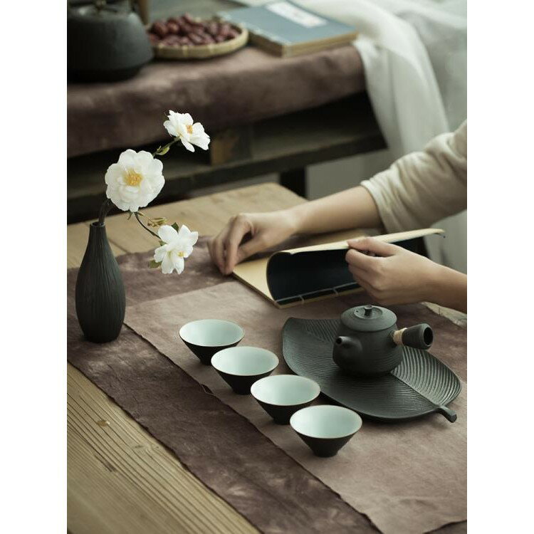 茶具套裝整套家用客廳簡約陶瓷茶壺茶杯粗陶陽臺干泡茶盤