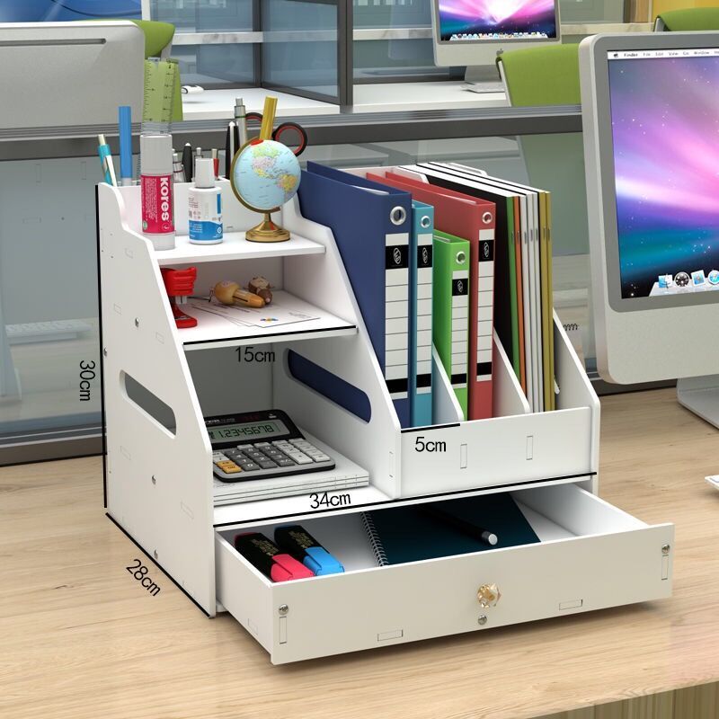 桌面書架辦公桌文件架學生書桌整理架收納盒子置物架資料架多功能-快速出貨
