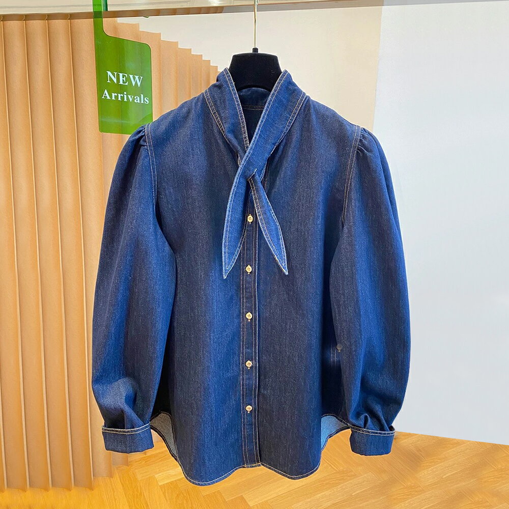 ＊ORead＊復古泡泡袖牛仔襯衫(藍色S~XL)
