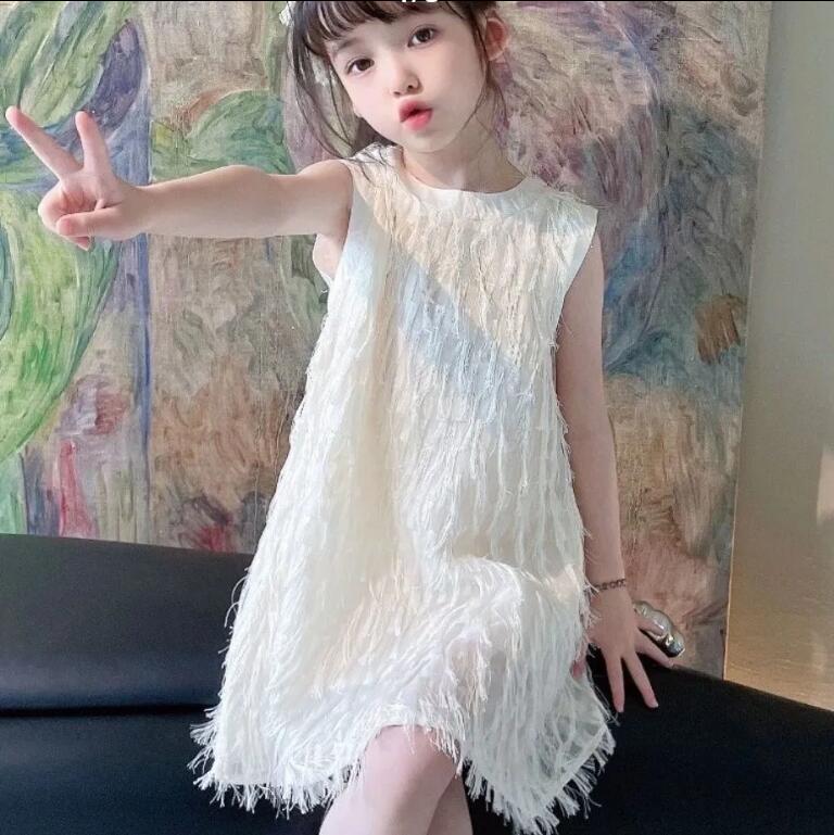 女童連衣裙夏裝兒童背心公主裙寶寶超仙流蘇蝴蝶結裙子潮【步行者戶外生活館】P