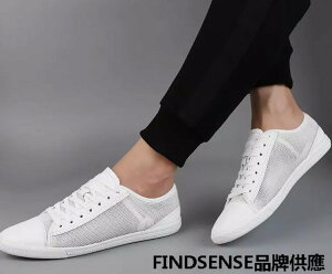 FINDSENSE品牌 四季款 新款 日本 情侶 高品質 真皮 網面 舒適透氣 時尚 板鞋 運動休閒鞋 潮流鞋子