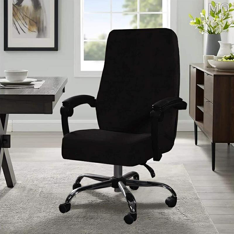 全新 天鵝絨家用辦公室椅套可伸縮電腦桌椅套中間 - 高背通用行政老闆椅子套遊戲椅套可拆洗