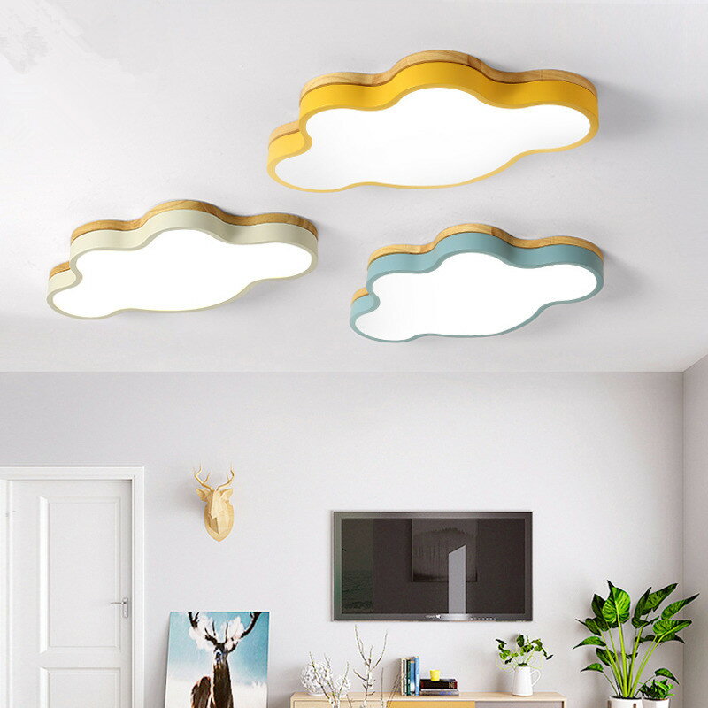 北歐創意馬卡龍臥室燈簡約現代卡通兒童房間LED吸頂燈個性云朵燈