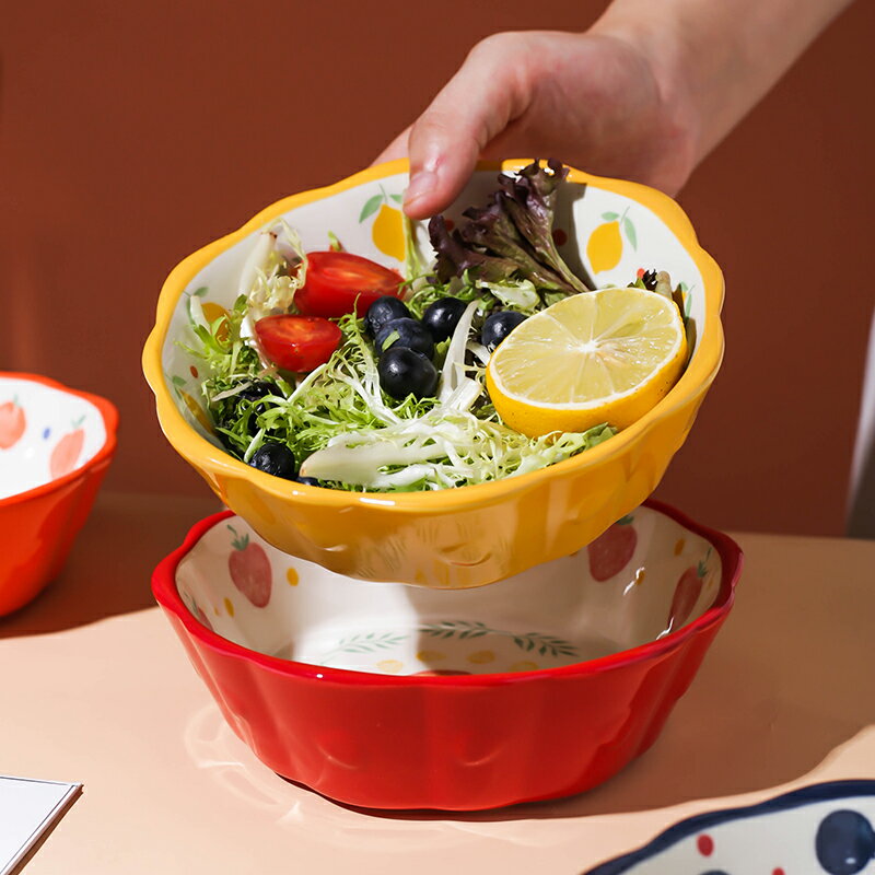 日式餐具陶瓷水果沙拉碗可愛ins草莓碗創意網紅烤碗個性面碗家用