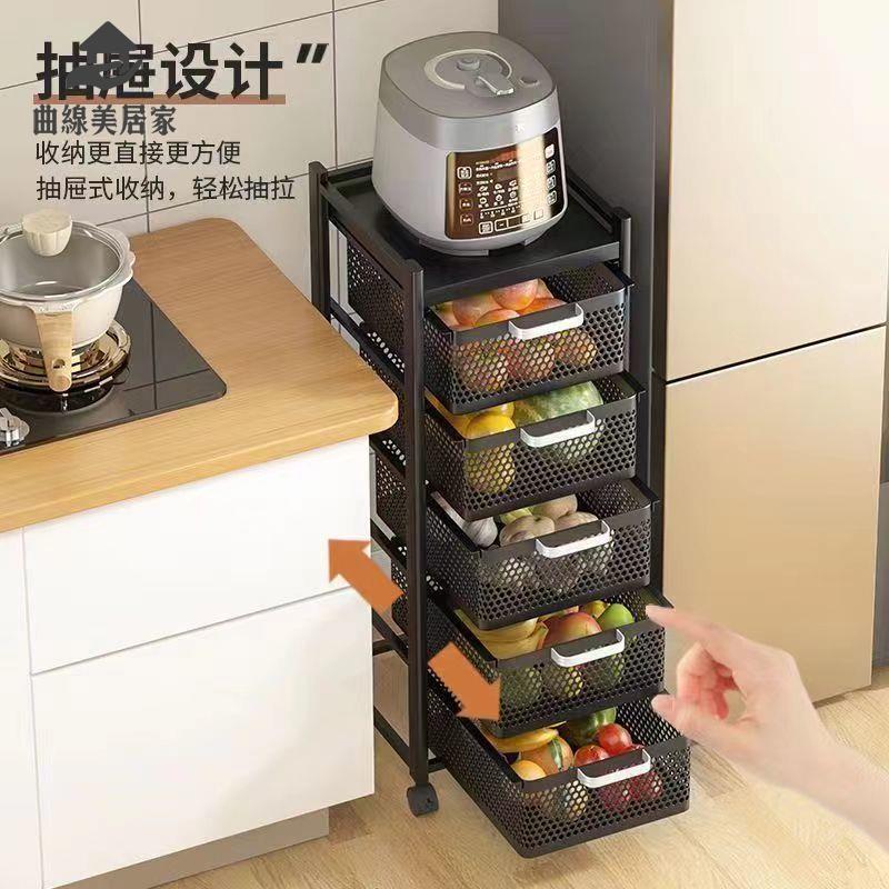 現貨特賣！小推車 置物架 收納架 零食架 展示架 免安裝加厚廚房置物架抽拉式多功能落地儲物多層蔬果架帶輪可移動 特價出 免運 開發票【hua3/13】