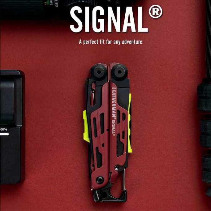 【錸特光電】LEATHERMAN SIGNAL 緋紅色 /送扣環 戶外求生工具鉗 #832745 緊急哨 開罐器 打火棒