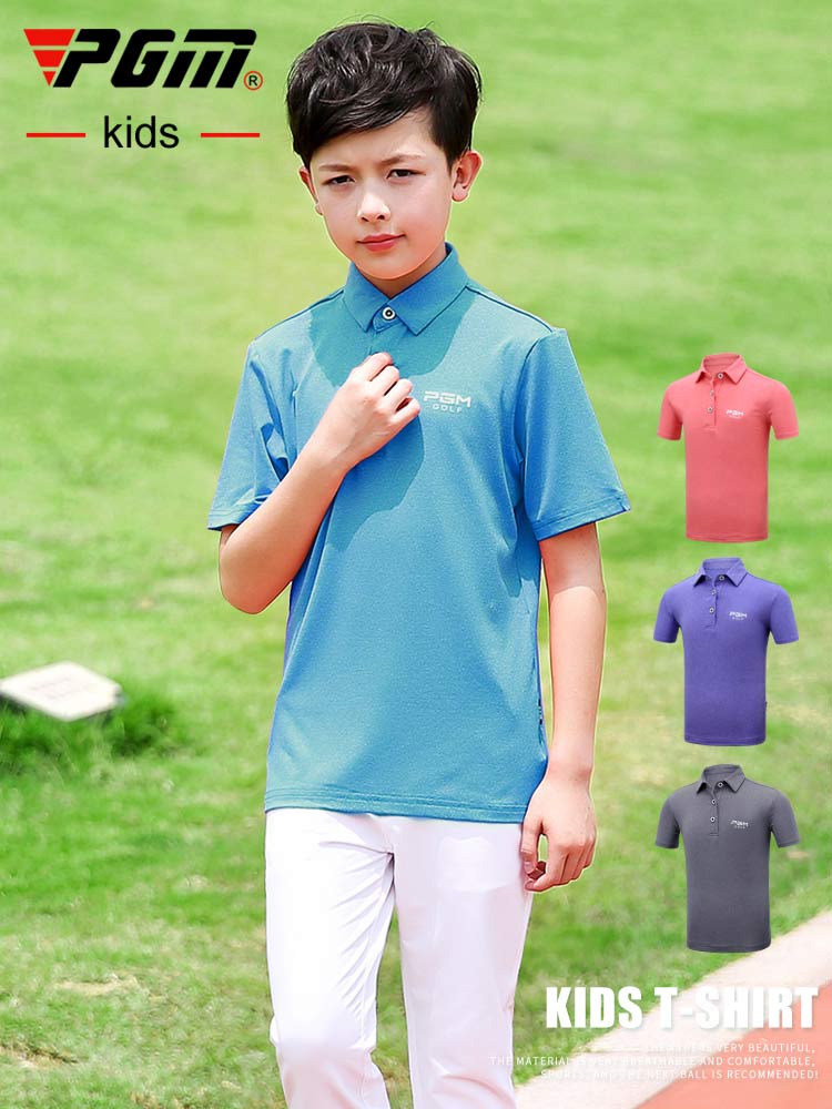PGM新款兒童高爾夫衣服男童短袖T恤青少年運動球服夏季服裝套裝