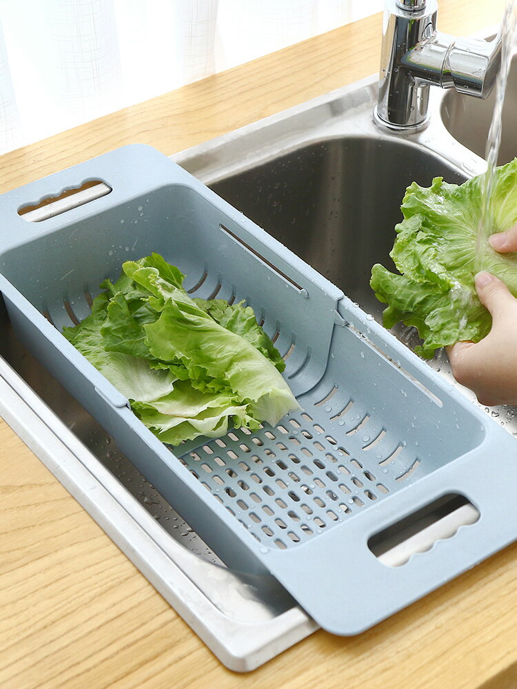 洗菜簍廚房水池子瀝水籃洗菜盆可掛伸縮式水槽內洗萊蔬菜水果神器