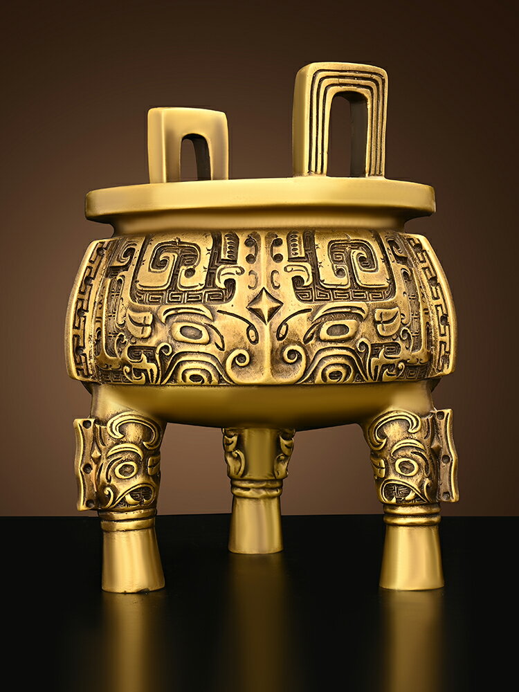 免運銅鼎擺件銅三足鼎香爐鼎盛千秋圓鼎大號克鼎辦公室公司開業禮品| 宜