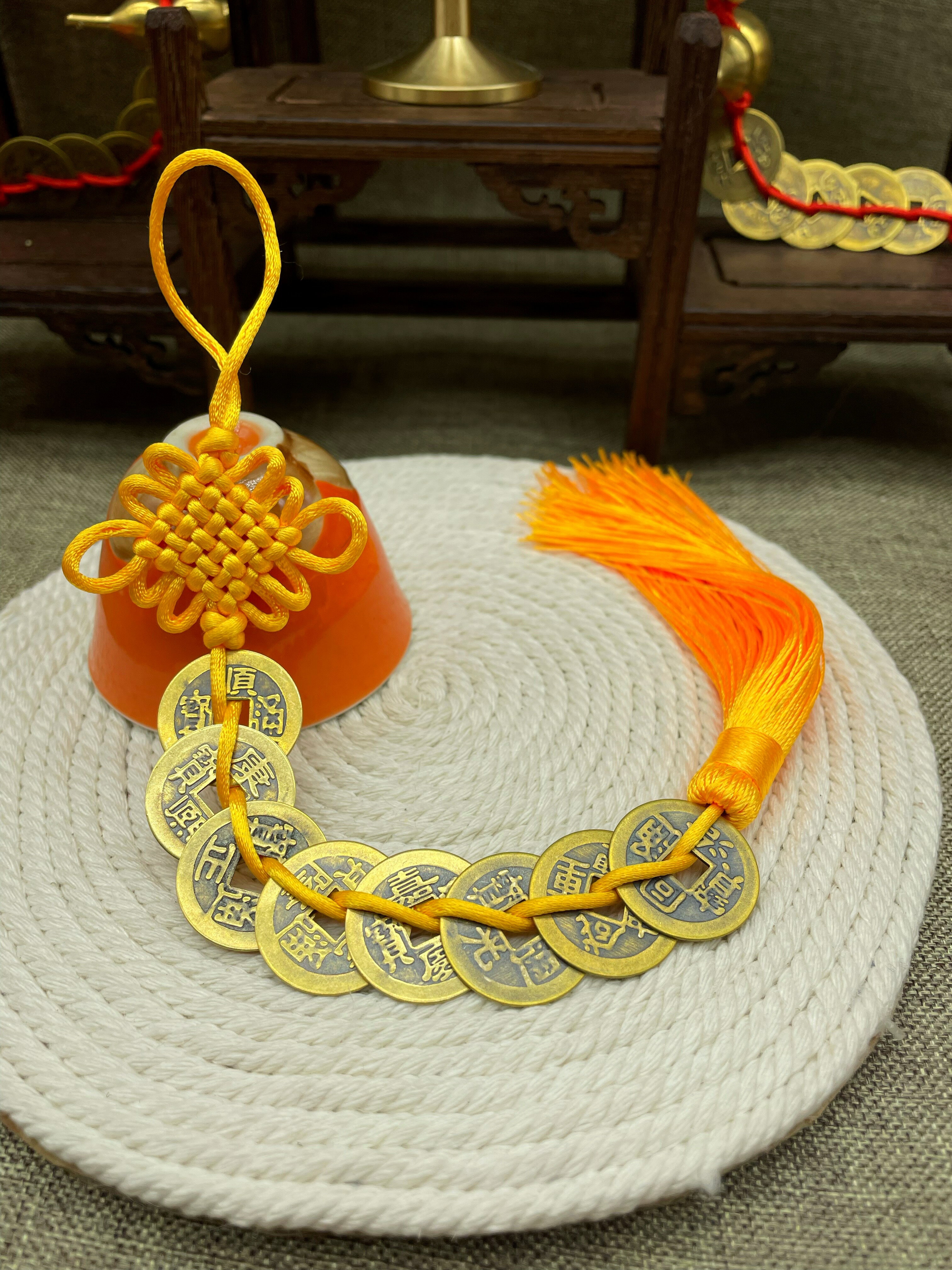 六帝錢 拜拜用品 純銅中國結五帝錢六帝錢八帝九帝【CM24305】