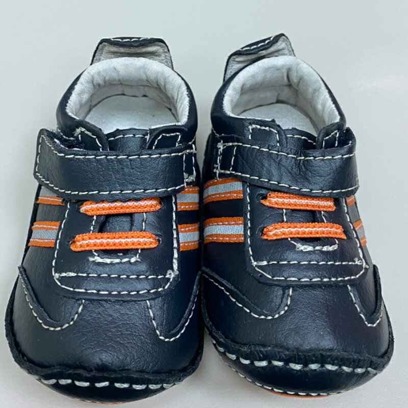 美國 Rileyroos 手工真皮無毒學步鞋/嬰兒鞋/寶寶鞋/童鞋_深藍橘運動型鞋 （福利品）