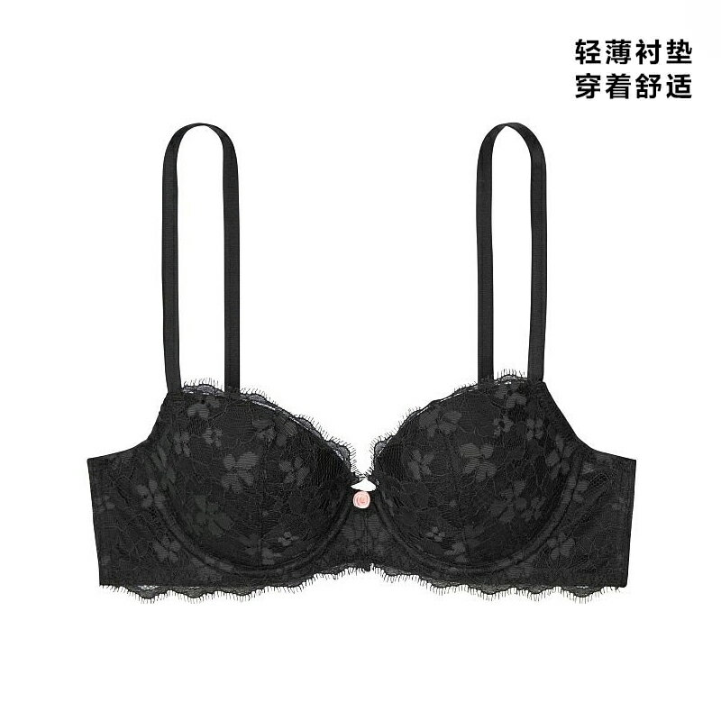 直降168|維多利亞的秘密尚蒂伊蕾絲薄款3/4罩杯文胸內衣 2
