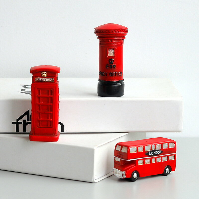 廠家直銷創意復古英倫風郵筒裝飾擺件 迷你紅色電話亭樹脂工藝品