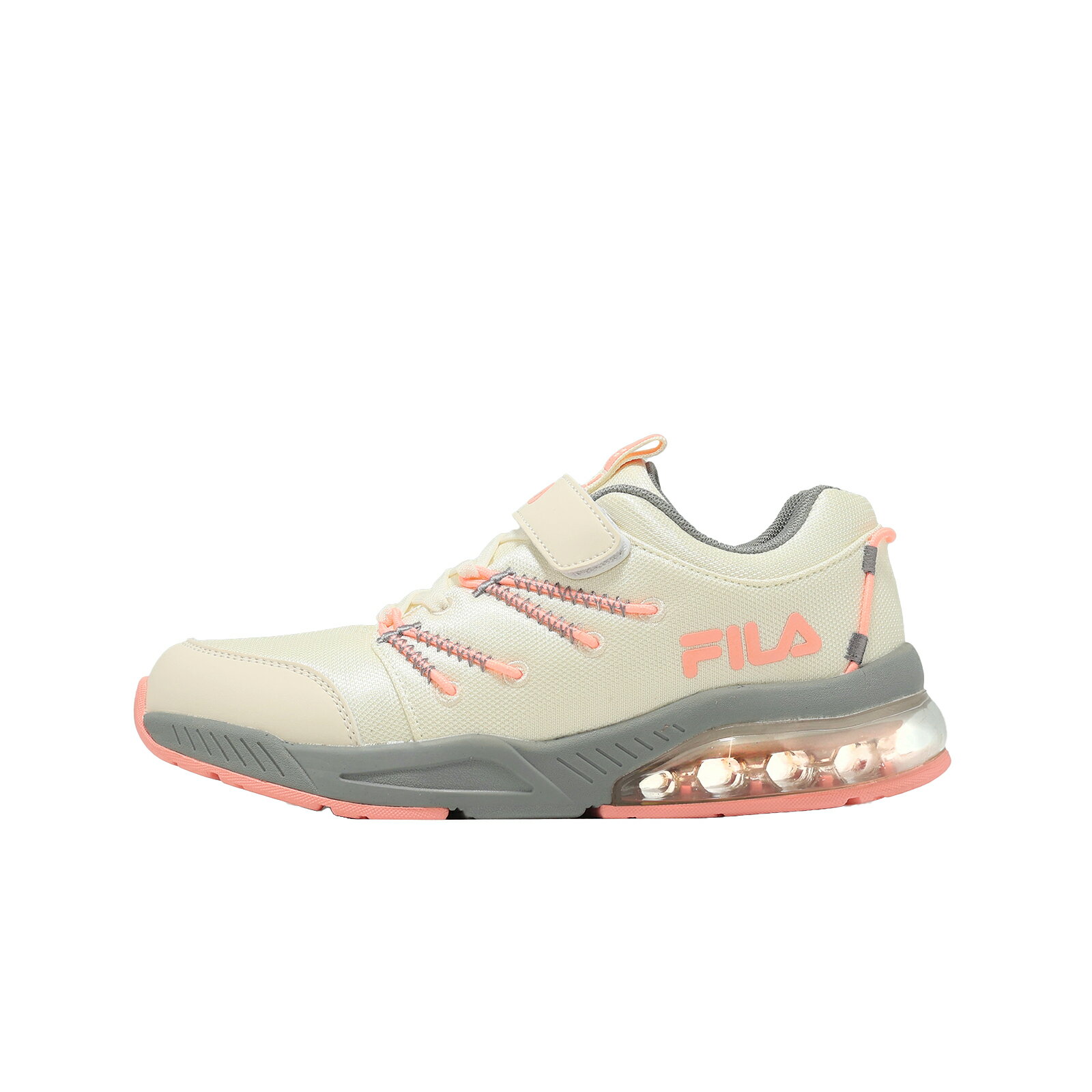 Fila 慢跑鞋 J809Z 大童鞋 女鞋 米白 魔鬼氈 運動鞋 3J809Z445