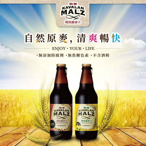 免運 金車 噶瑪蘭黑麥汁 330ml x 24(玻璃瓶) 黑麥汁 無酒精 HS嚴選 2