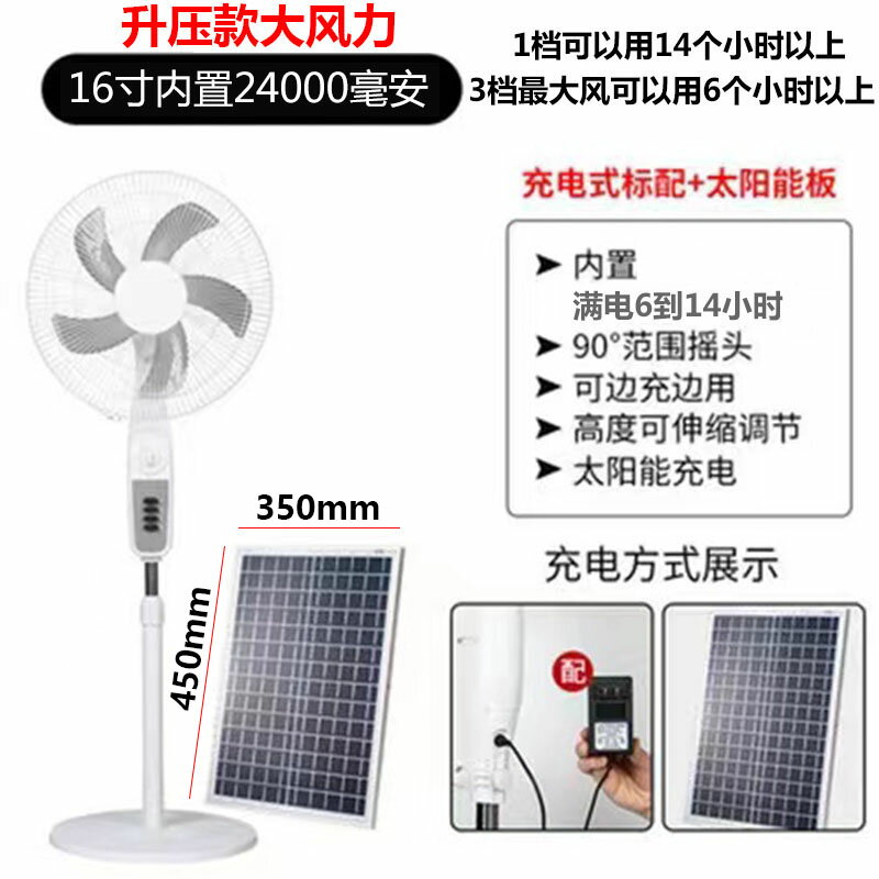 {可打統編 保固一年}純銅USB遙頭太陽能空氣充電風扇落地扇12伏家用靜音戶外大風力 0