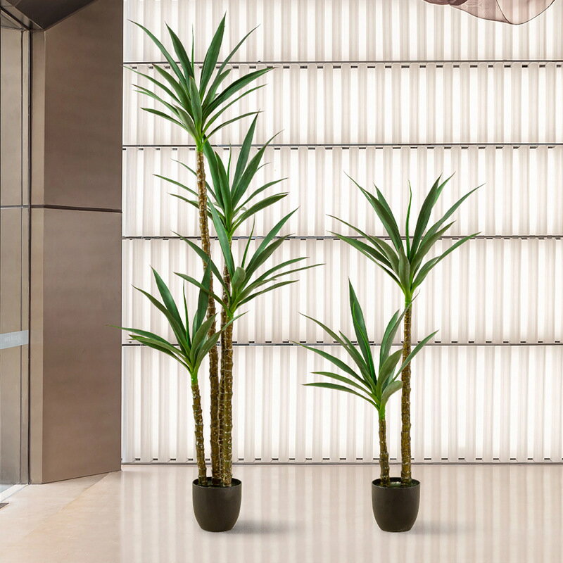 模擬綠植 發財樹 仿真植物 盆栽 盆景外貿款模擬劍麻植物盆栽家居擺件落地大型模擬綠植劍蘭龍血樹假樹