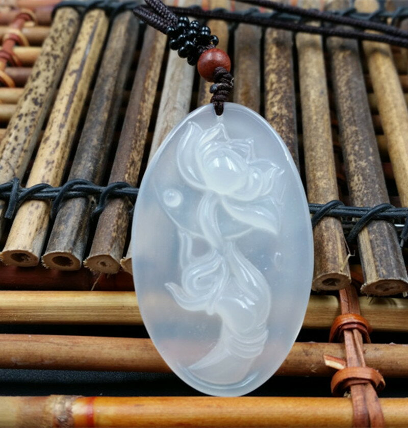 天然玉石A貨冰種玉石蓮花玉掛件高冰透明玉髓吊墜玉蓮花玉墜