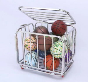 不銹鋼球車籃球框幼兒園學校 帶輪移動式收納筐收納架 可折疊球車