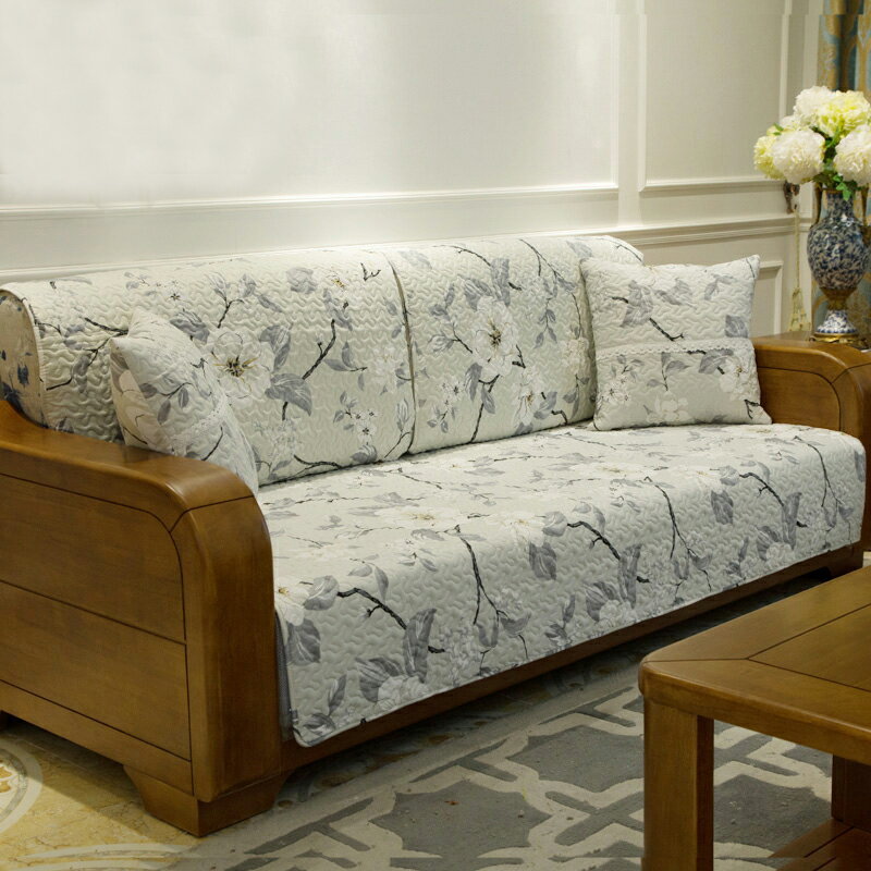 新中式木沙發墊套罩純棉布藝全棉123組合四季通用實木中式沙發巾