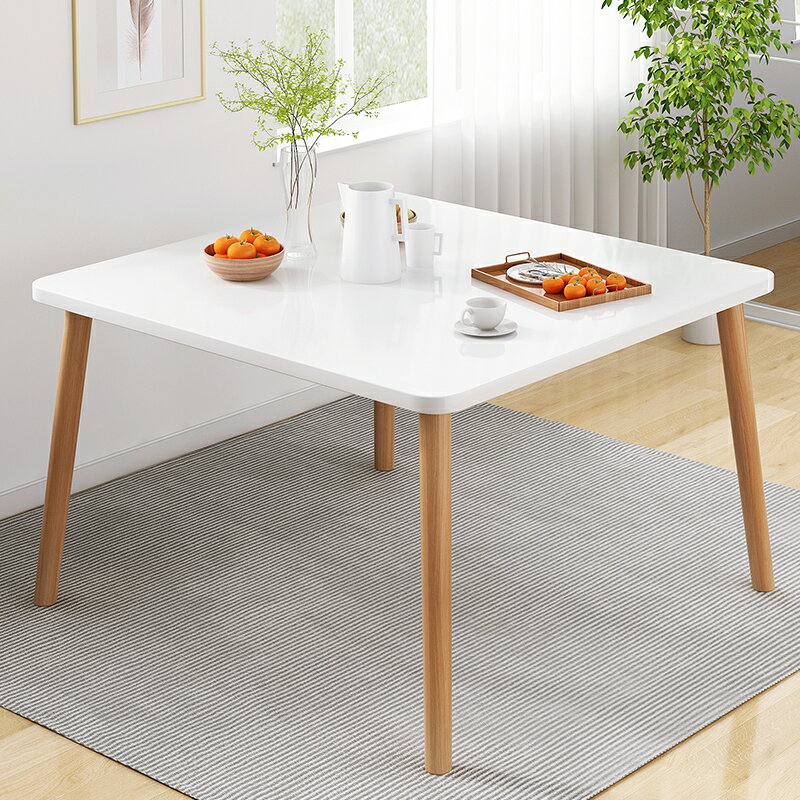 北歐餐桌家用小戶型現代簡約客廳原木桌子吃飯長條方形餐桌椅組合