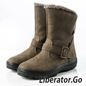 【Liberator】女中筒防水扣帶拉鍊雪鞋『卡其』L5025 (冰爪 / 內厚鋪毛 /防滑鞋底)