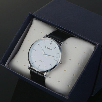 洛卡思真皮皮帶手表超薄男士手表非機械石英表手表男潮流學生手表   森馬先生旗艦店