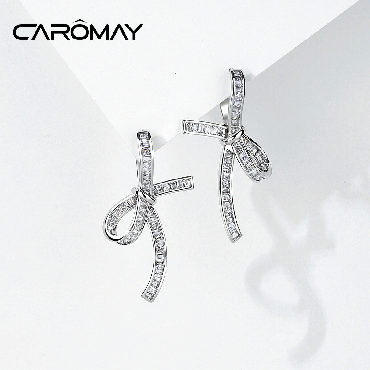 CAROMAY時尚繩結耳環女璀璨簡約輕奢高級耳釘氣質小眾設計感耳飾