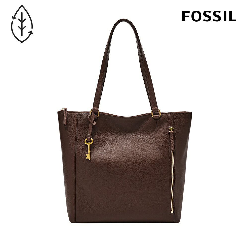 送禮首選★FOSSIL Tara 真皮拉鍊托特包-義式咖啡色 ZB1475206【美國時尚品牌】 附防塵袋+提袋【全館滿額折價★FOSSIL全系列包夾送美妝蛋】