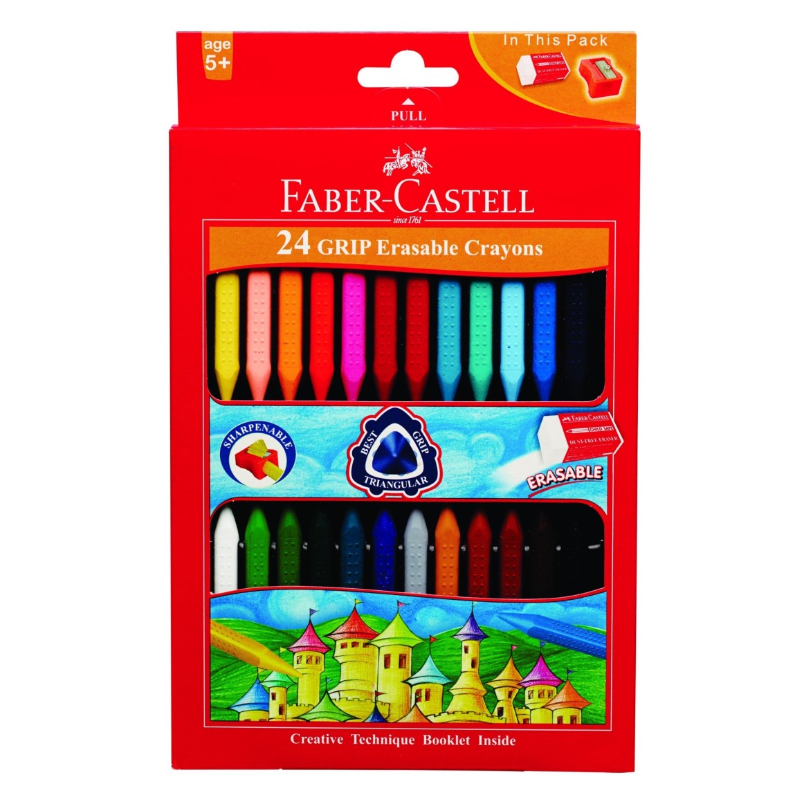 德國 Faber-Castell 輝柏 122924 握得住可擦拭蠟筆 (24色)