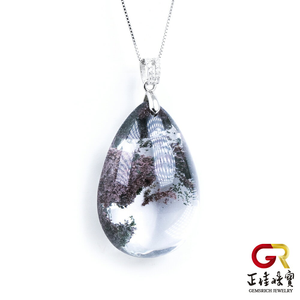 【正佳珠寶】綠幽靈 頂級冰種意象 14.6g 綠幽靈吊墜 幽靈幻象水晶｜925銀白K 6