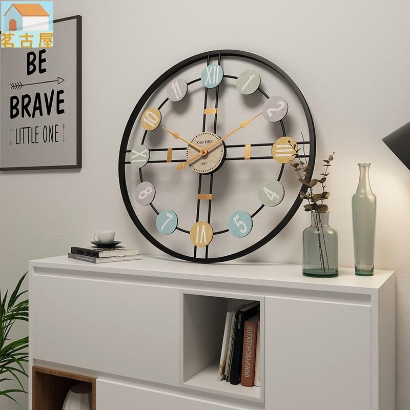 現代工藝鐵藝時鐘客廳裝飾創意掛鐘歐美靜音簡約鐘表