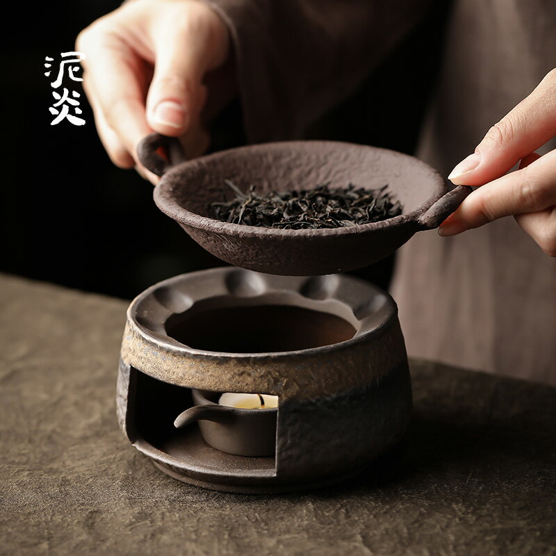 粗陶日式蠟燭加熱烤茶爐陶瓷茶葉提香器焙茶爐醒茶功夫茶具零配件