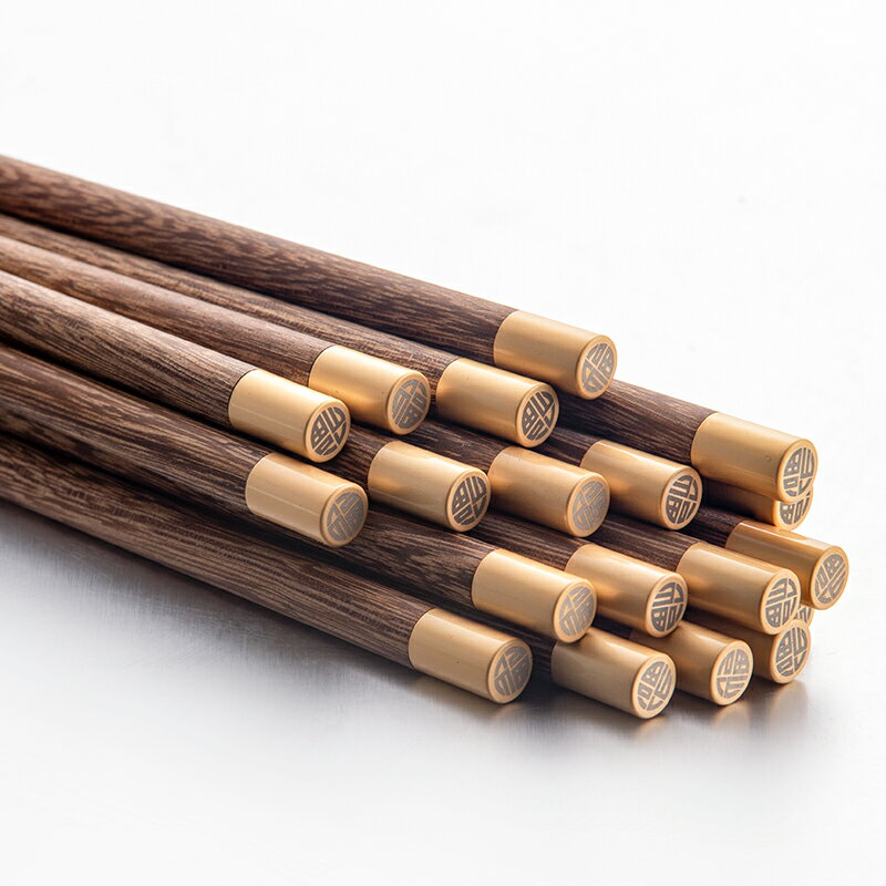 家用雞翅木筷子實木餐具10雙套裝日式防滑筷木質高檔木筷