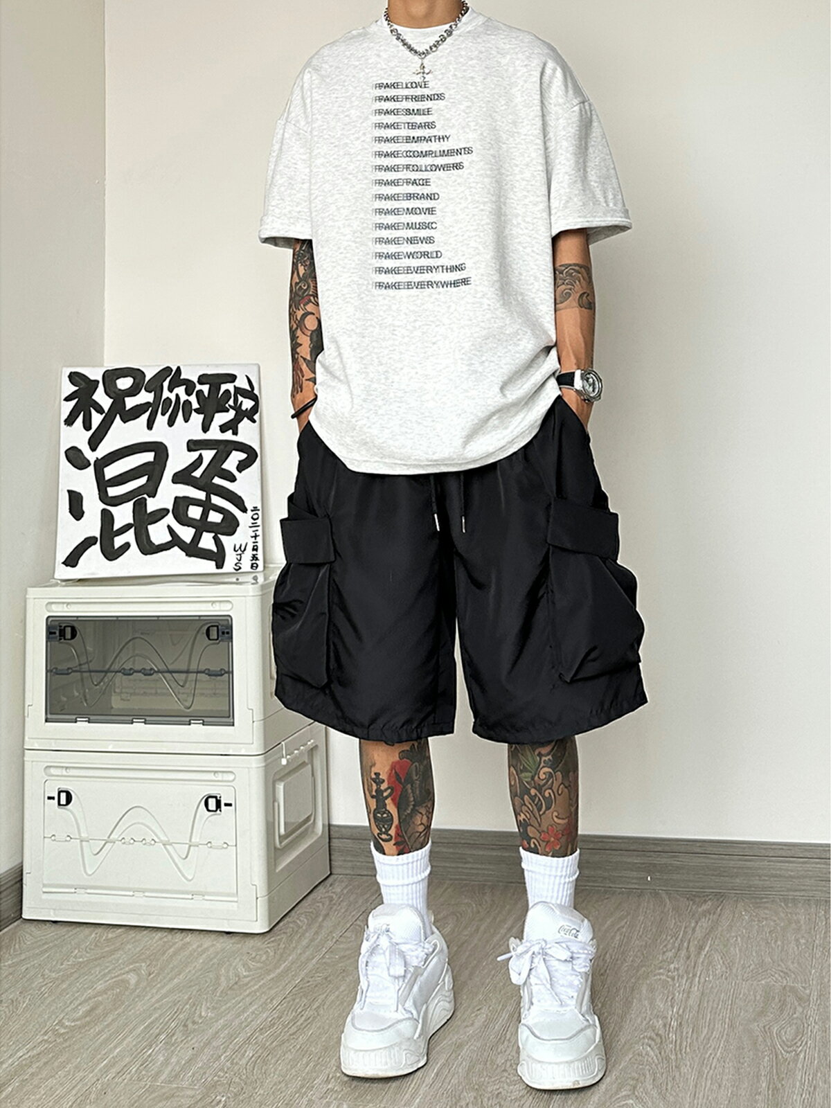 日系cityboy寬鬆大口袋短褲男夏季美式薄款潮流機能工裝五分中褲