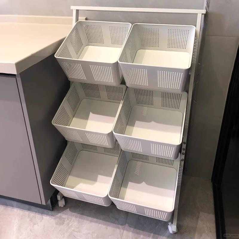 【名創良品】臺灣公司/開發票/最低價/廚房菜籃子置物架落地多層家用小推車零食收納筐果蔬菜架子儲物架J-19公司貨