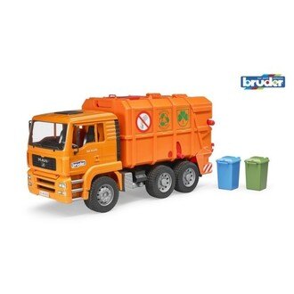 【Fun心玩】RU2760 麗嬰 德國製造 BRUDER 1：16 橘色垃圾車 環保車 模擬高質感 兒童 大型 汽車 玩具