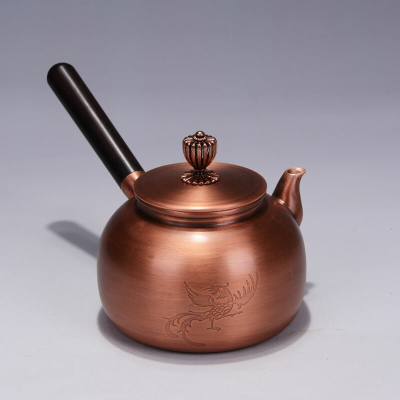 京界臨煮茶壺手工原色紫銅壺側把壺燒水壺茶具銅器養生泡茶壺