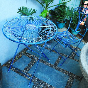 外單美式鄉村復古戶外折疊桌椅 花園陽臺休閑咖啡桌露臺庭院裝飾