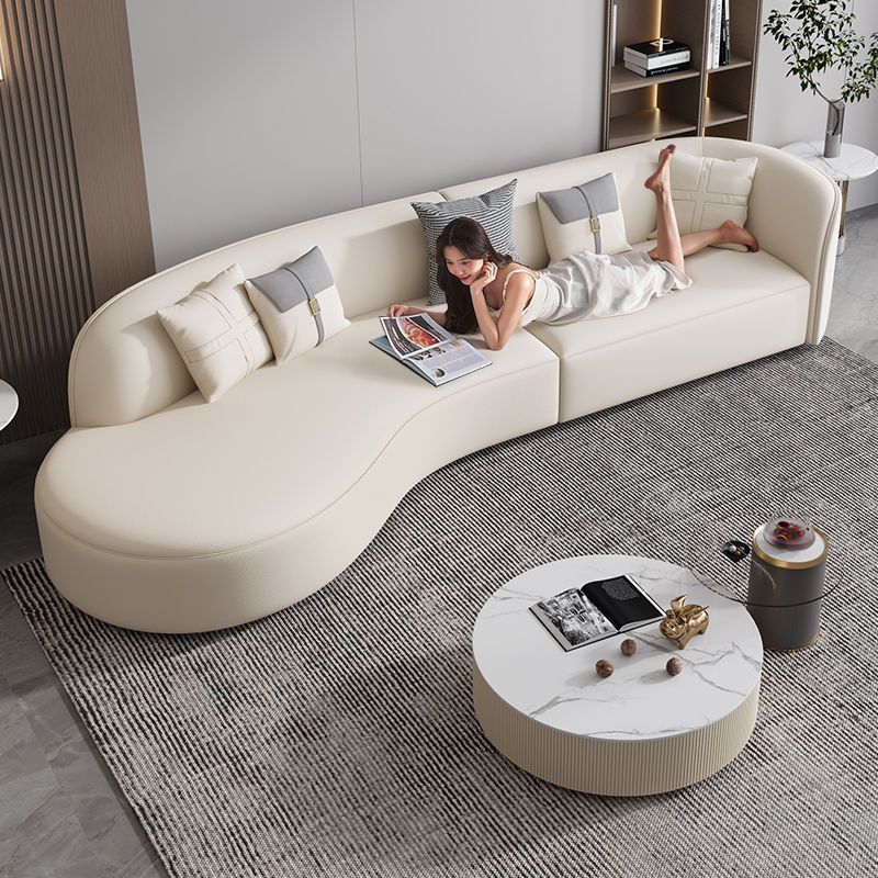 輕奢小戶型客廳沙發茶幾組合奶油科技布異形弧形沙發2022新款網紅