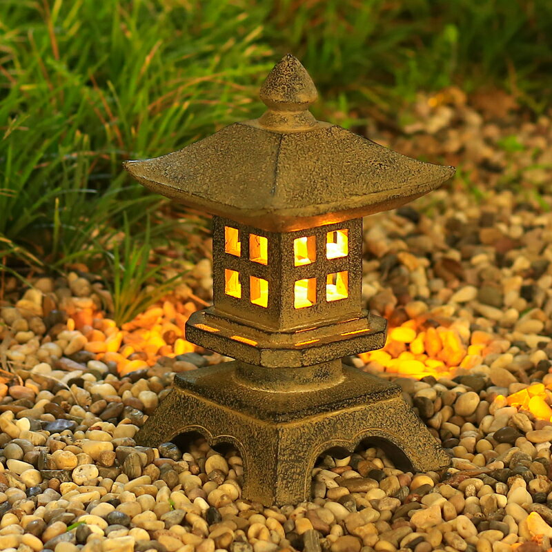 日式庭院裝飾宮燈太陽能燈花園石燈別墅櫥窗室內創意擺件禪意景觀