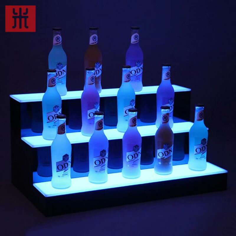 現貨亞克力LED酒架臺階式發光展示架展示臺酒吧啤酒LED陳列架
