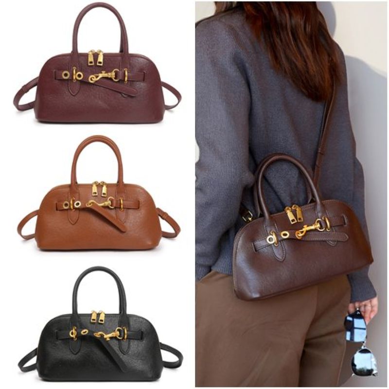 【米蘭精品】現貨+預購 真牛皮側背包手提包真皮革斜背包單肩包托特包隨身包-歐美高級貝殼女包包4色74mk72