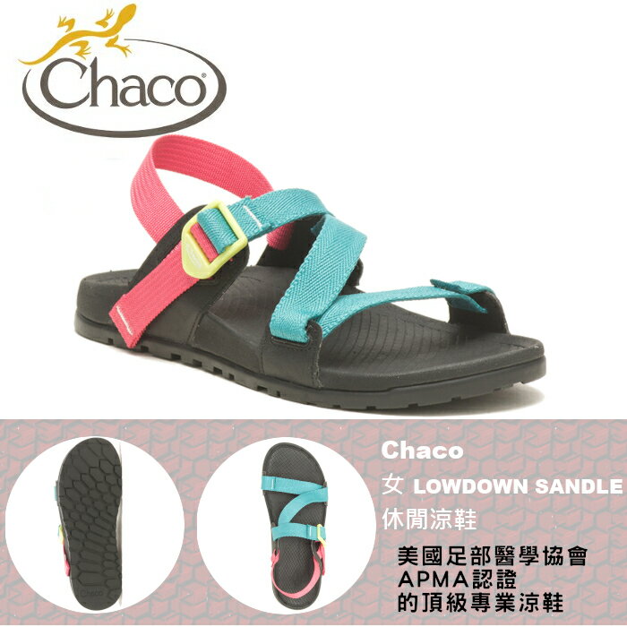 【速捷戶外】美國 Chaco LOWDOWN Sadle 休閒涼鞋 女款CH-LAW01HJ21-標準(青綠玫瑰),戶外涼鞋,沙灘鞋,佳扣