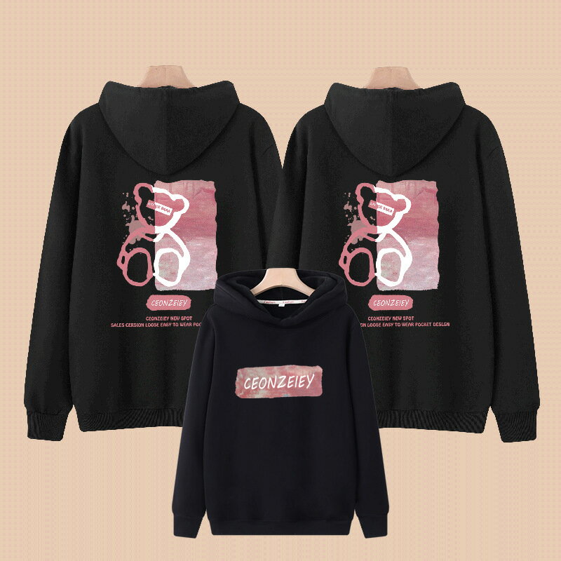 親子裝 小熊T恤 全家福 團體服 連帽T恤 純棉T恤 親子帽T 櫻桃嚴選 長袖T恤 親子T恤 情侶裝 一家三口 一家四口 班服 4